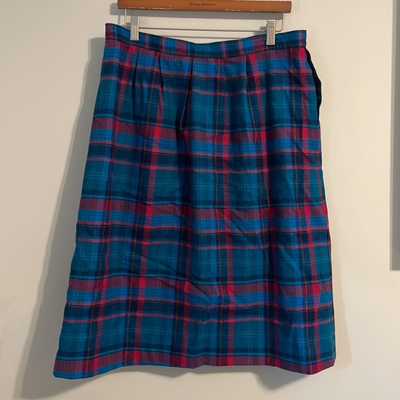 Pendleton vintage 100% virgin wool pleated plaid midi skirt - Picture 3 of 7